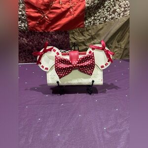 Lounge-fly White and Red Mini  Polka Dot Bow Wallet